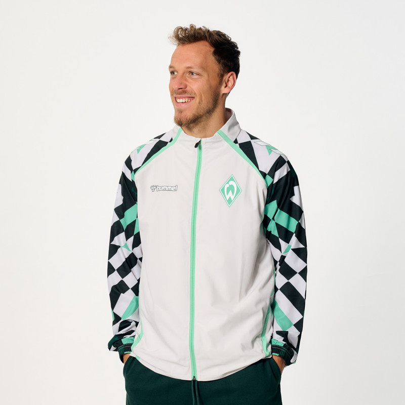 Hummel Training Jacket — Green and White Pattern