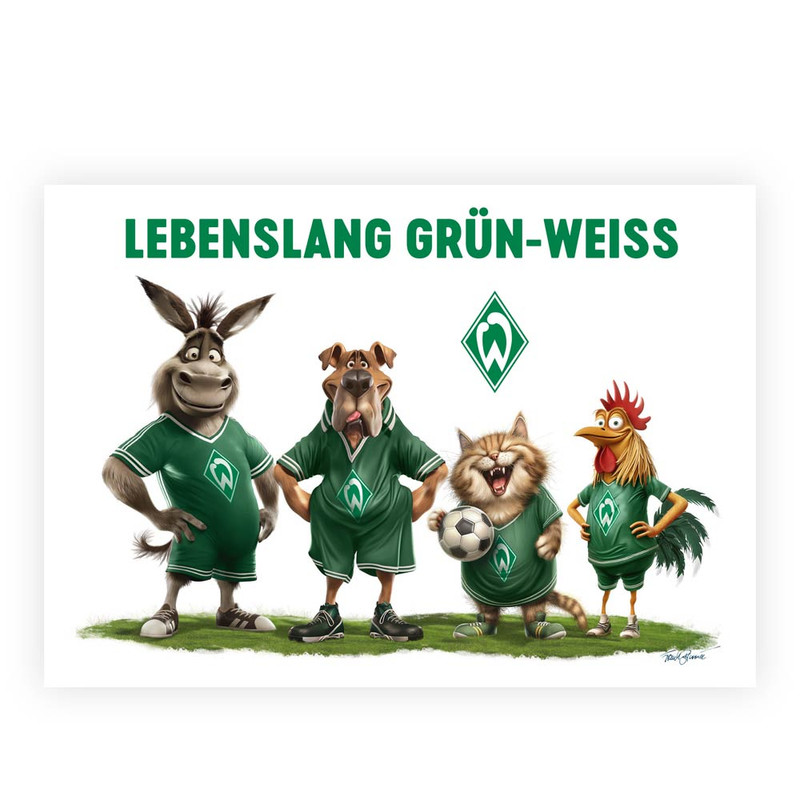 Brunnee Bremen Stadtmusikanten Postcard — Werder Bremen Design