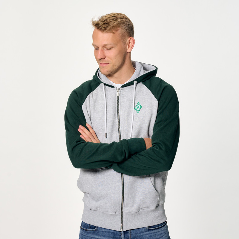 GOTS Sweatjacke — Green/Grey